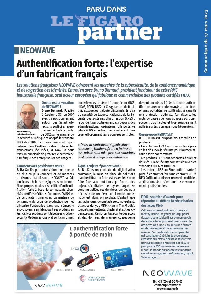 Article du Figaro Partner sur NEOWAVE du 17 mars 2023