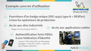 Utilisation de la carte Badgeo FIDO2 de NEOWAVE présentée lors du salon SEPEM Sud-Est 2023