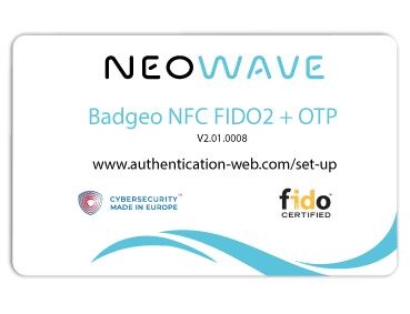 Carte à puce à contact Badgeo FIDO2 + QSCD de NEOWAVE