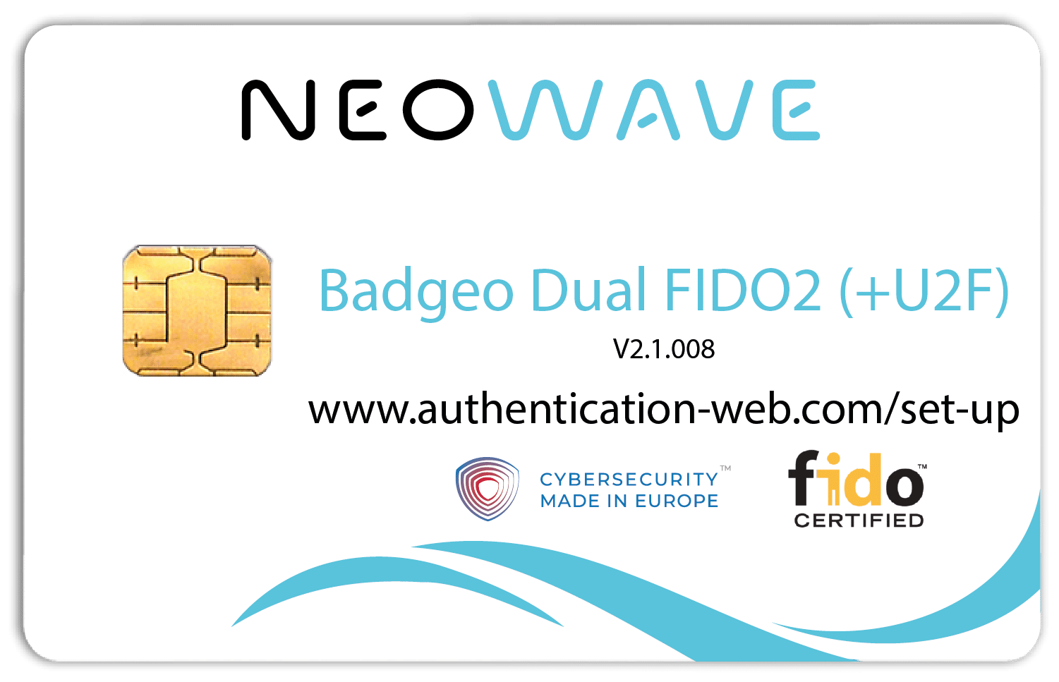 Carte à puce à contact et NFC Badgeo Dual FIDO2 de NEOWAVE pour une authentification forte