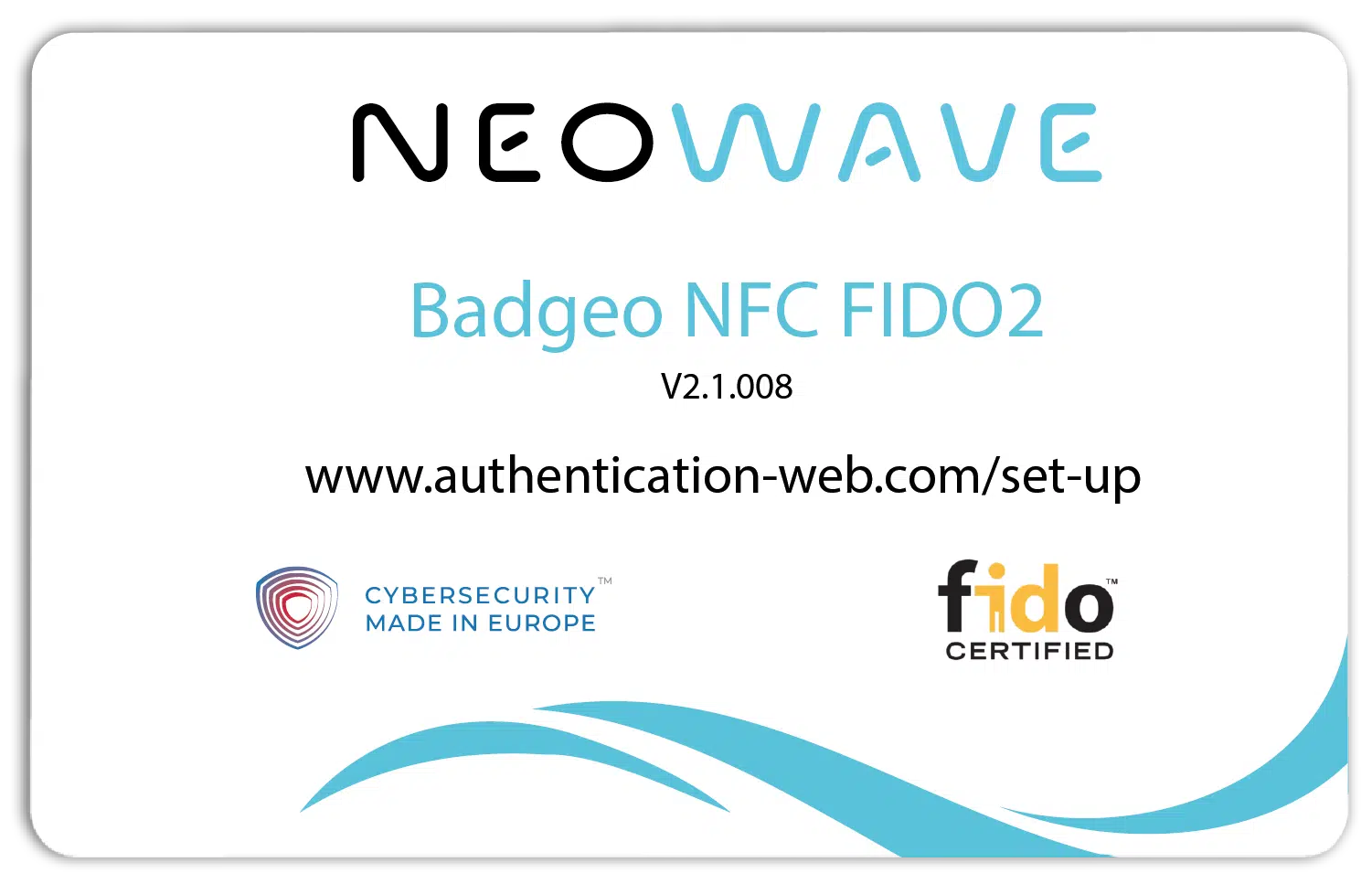 Badgeo NFC FIDO2 V2.1.008 - FIDO2 Carte à puce Badgeo NFC FIDO2