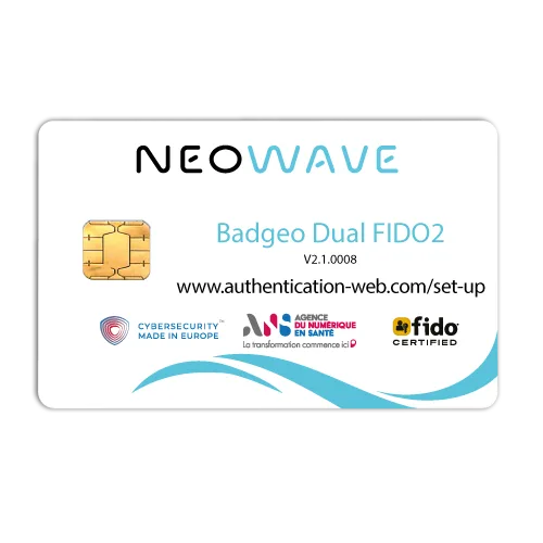 Badgeo-Dual-FIDO2-site-web Carte à puce à contact et NFC Badgeo Dual FIDO2 de NEOWAVE pour une authentification forte