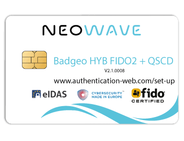 Carte à puce à contact Badgeo FIDO2 + QSCD de NEOWAVE